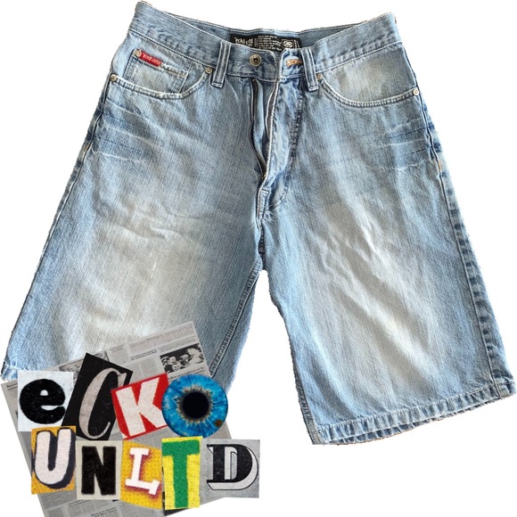 vInTaGe ECKO UNLTD. LIGHTWASH DENIM SHORTS - Picture 1 of 4